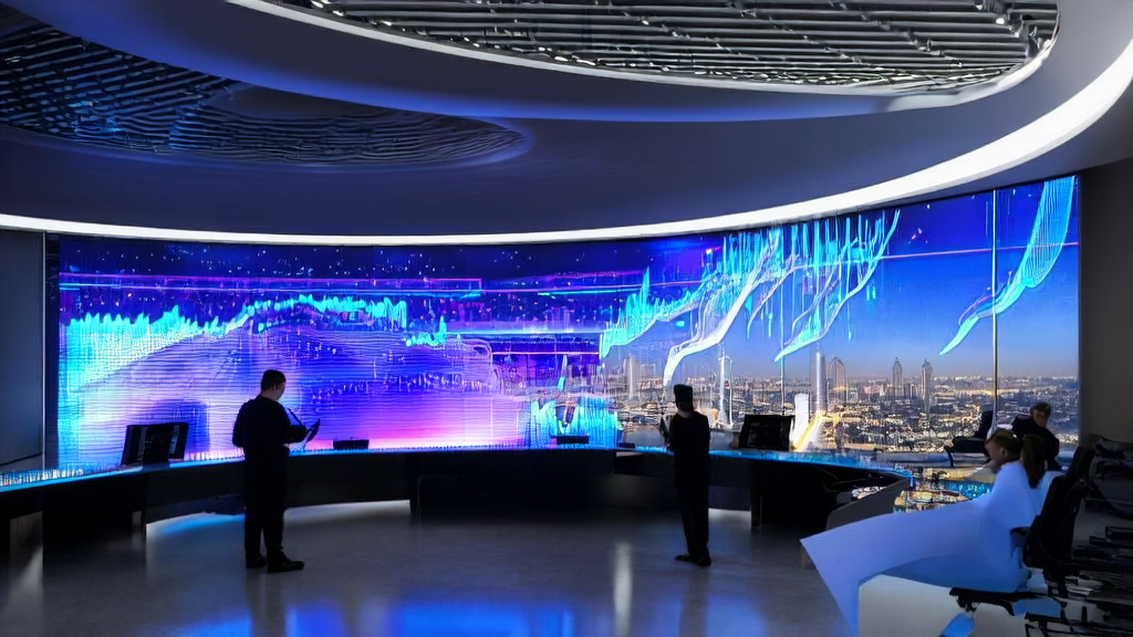 AI客户预测模型助力跨境电商业绩提升，工程师们正在分析大数据图表