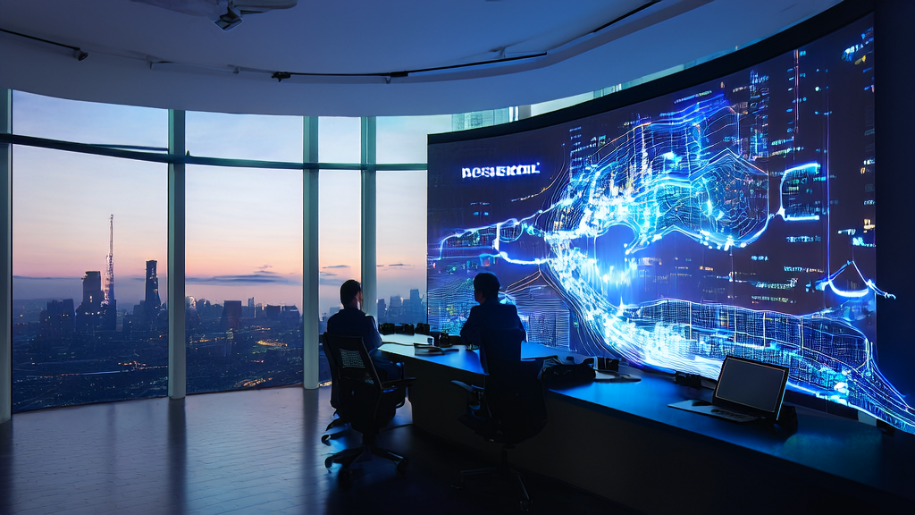 AI customer prediction model boosts cross-border e-commerce performance; analysts discuss latest data analysis results in a smart office