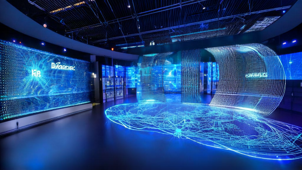 未来城市的现代化数据中心内,技术人员操作AI客户预测模型,通过万卡推理引擎和开元模型实现跨境电商精准获客,减少无效投入。