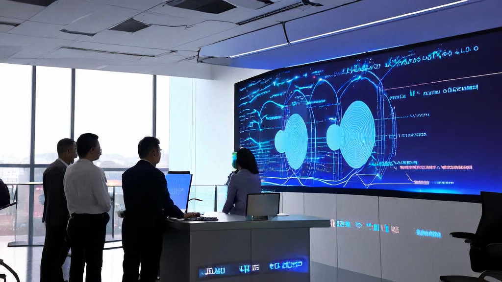 现代化办公室内的员工使用AI客户预测模型分析客户数据，展示了2025年企业精准获客的新趋势。