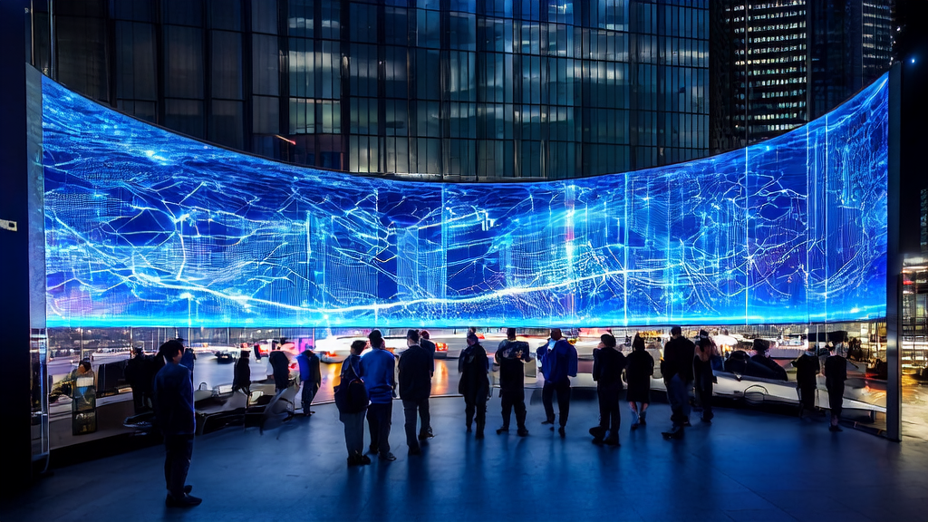 High-tech office scene showcasing the use of AI customer prediction model for accurate acquisition in export trade