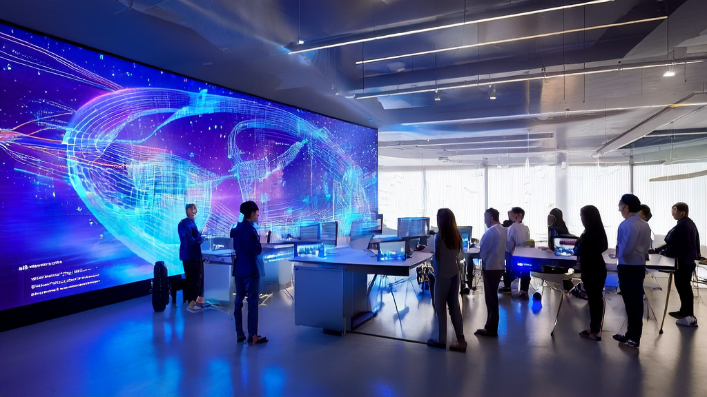 未来科技办公室中展示AI客户预测模型助力跨境电商突破增长瓶颈