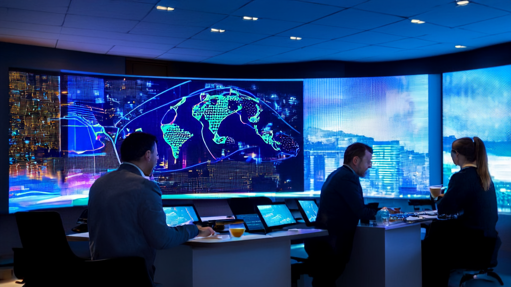 Data analysts working in a modern office using AI customer prediction models to analyze cross-border e-commerce data