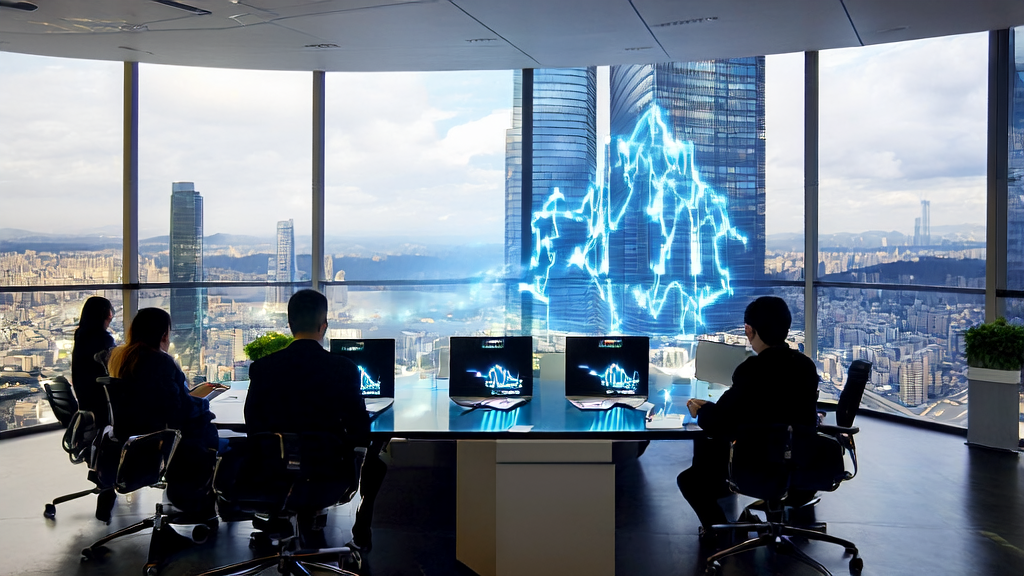 Foreign trade company team using AI customer prediction model to optimize customer acquisition strategies