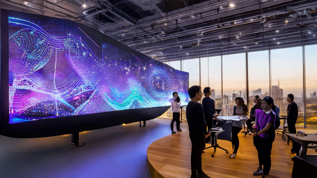 Office scene utilizing AI customer prediction model for personalized email marketing