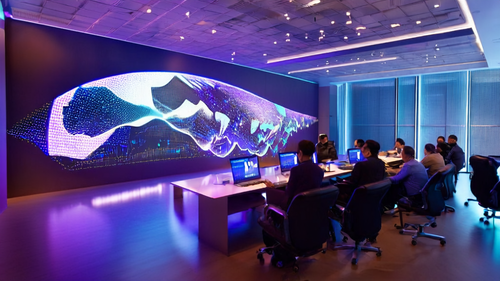 Tech office scene utilizing AI customer prediction model for hyper-personalized marketing and precise acquisition