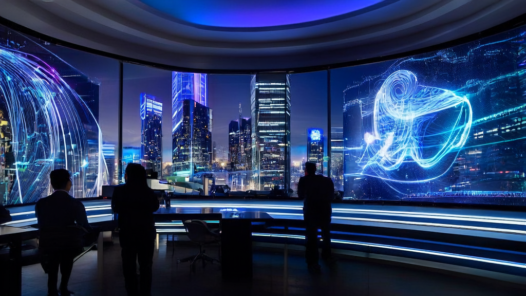 未来办公室内工程师们讨论AI客户预测模型及罗福莉加入小米的影响