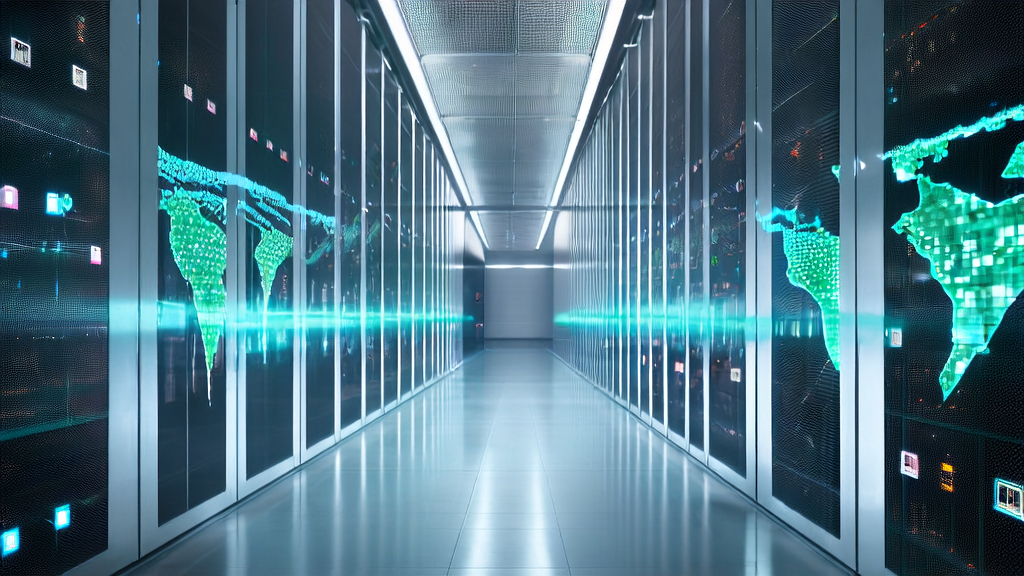 现代化数据中心中的AI客户预测模型，实时处理跨境电商数据，精准筛选高价值客户