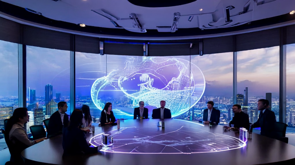 Office scene of a cross-border e-commerce company showcasing AI customer prediction models and data analysis