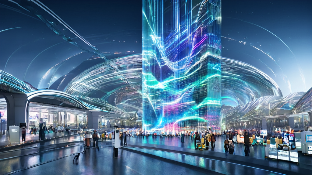 未来城市中的跨境电商中心,利用AI客户预测模型优化业务流程,提高转化率和客户满意度。