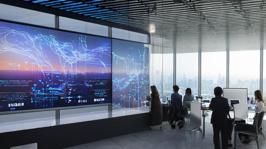 Data scientists analyzing export marketing with AI customer prediction models in an office