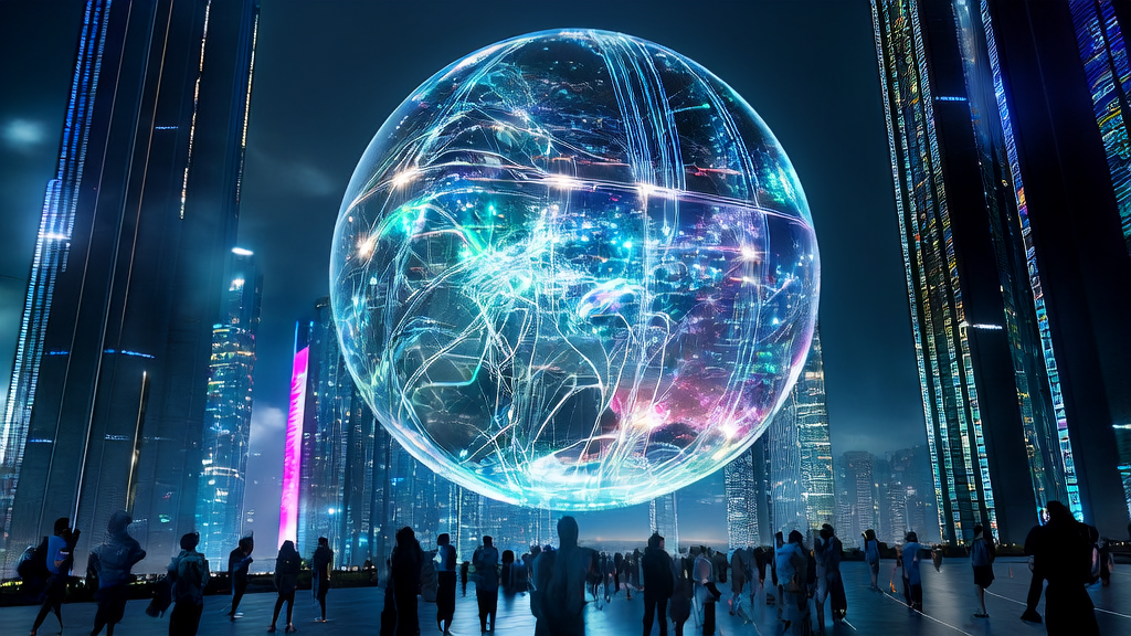 AI customer prediction model in a futuristic city, with intelligent robots collaborating efficiently via Elastic A2A open protocol