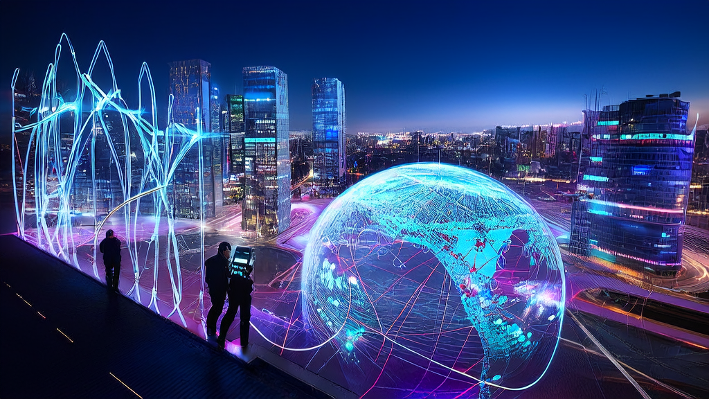 未来城市中的AI客户预测模型展示