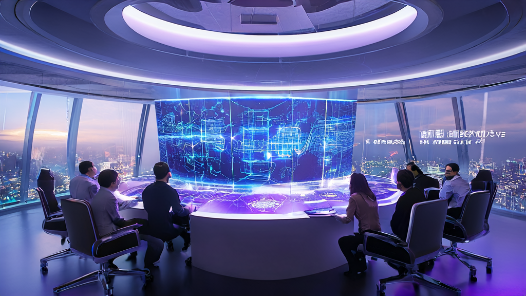 Modern office scene using AI customer prediction model in international trade