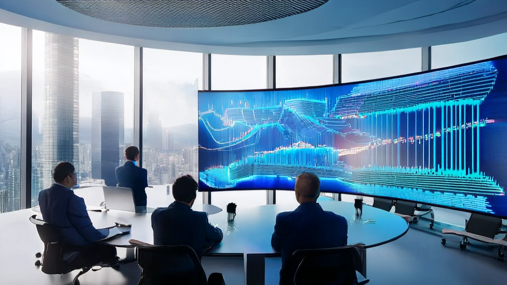 现代化办公室中的创业者们正在讨论AI客户预测模型以优化跨境电商获客策略