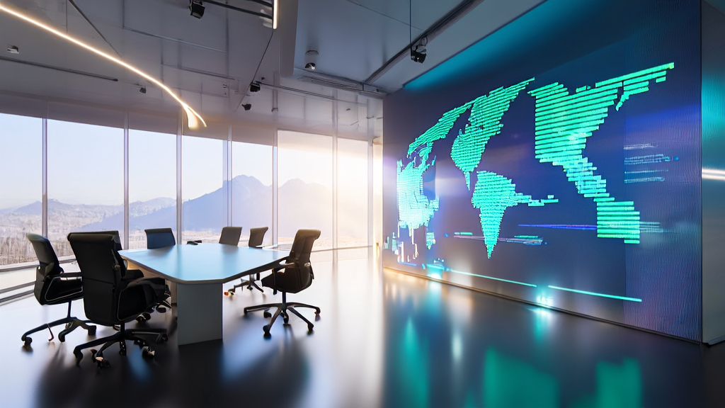 Employees in a modern office using AI customer prediction model for cross-border trade analysis