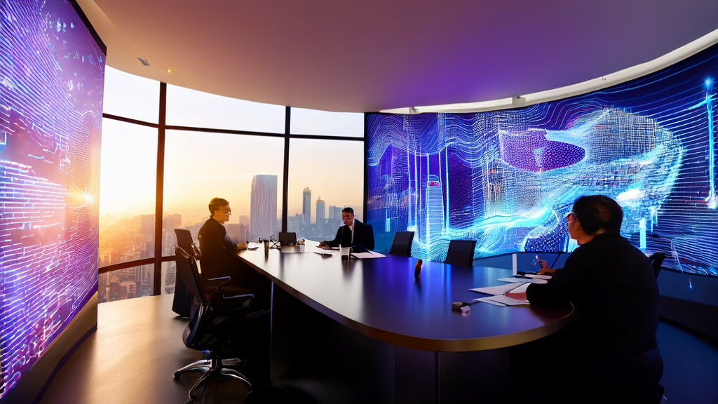 在充满阳光的现代化办公室中，数据科学家们正在分析AI客户预测模型的数据，以实现精准获客和优化营销策略。