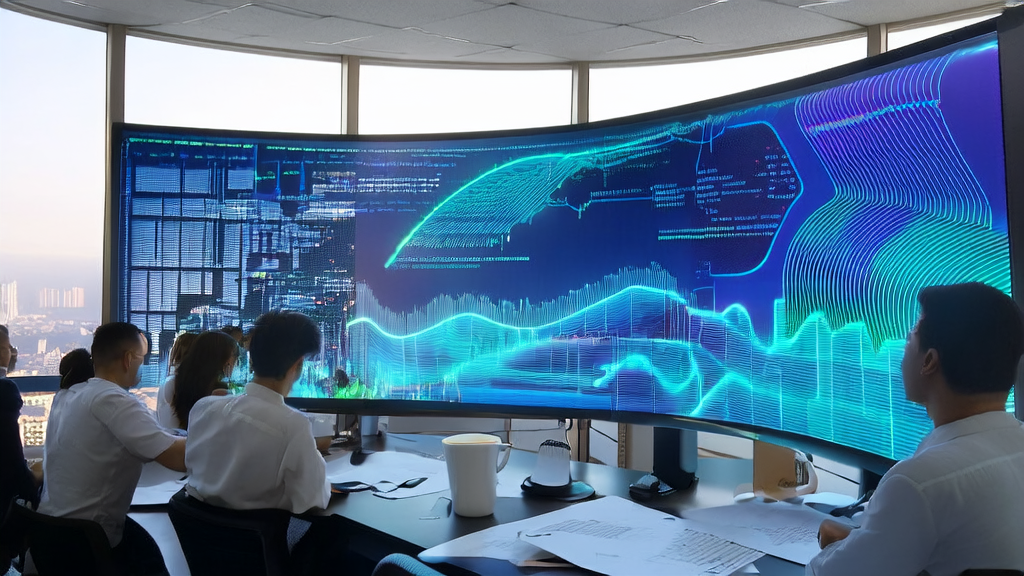 Data scientists in a modern office are analyzing data from an AI customer prediction model to improve email marketing effectiveness and customer conversion rates.