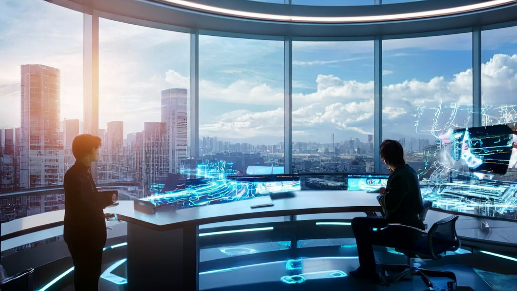 AI customer prediction model being used in a modern office for data analysis