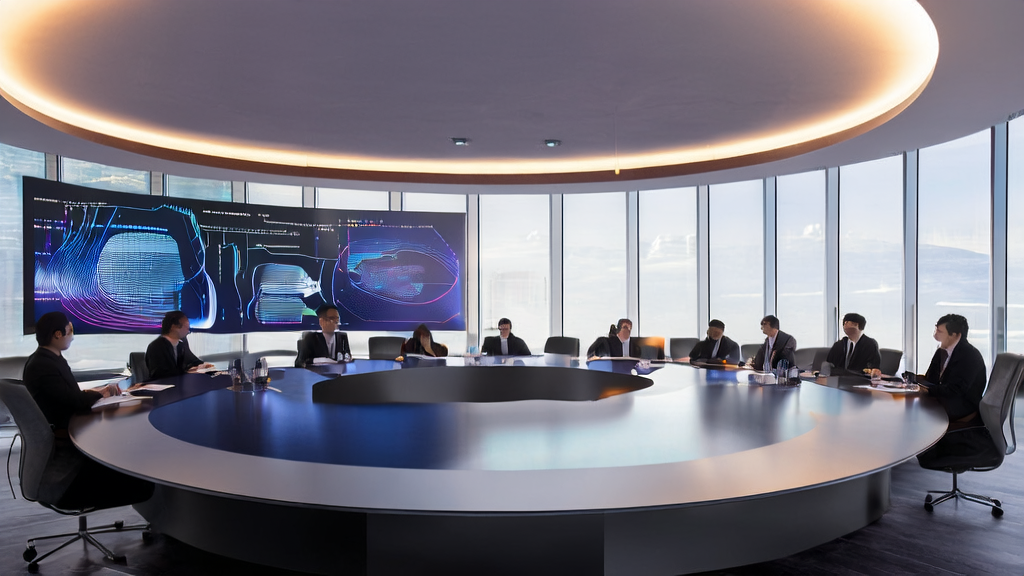 现代化办公室中展示AI客户预测模型的工作场景