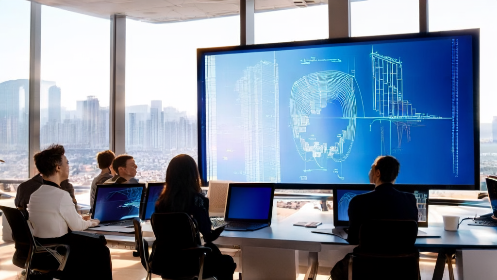 AI customer prediction model analysis in a modern office environment