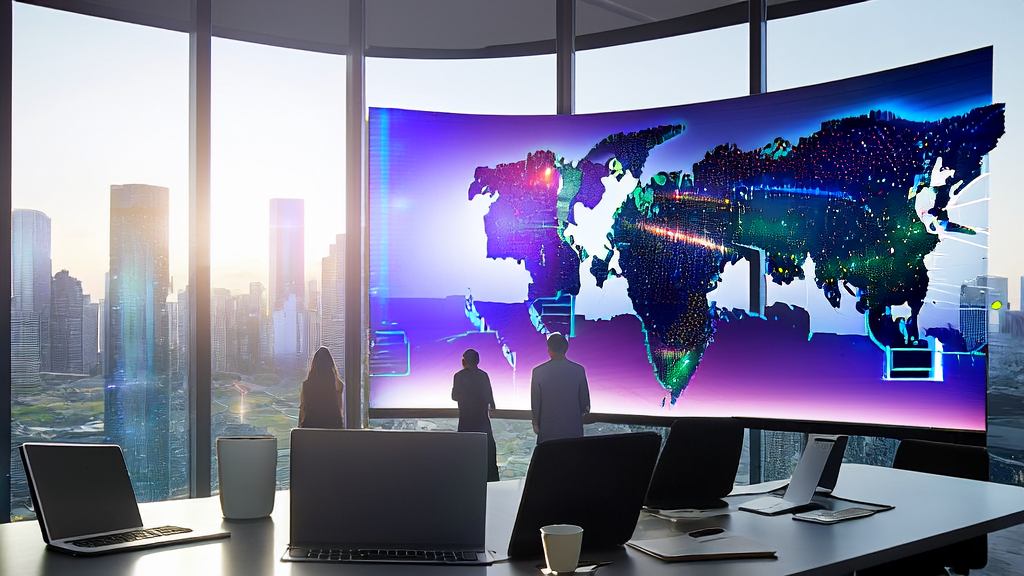 Data scientists in a modern office using AI customer prediction model to analyze global customer data