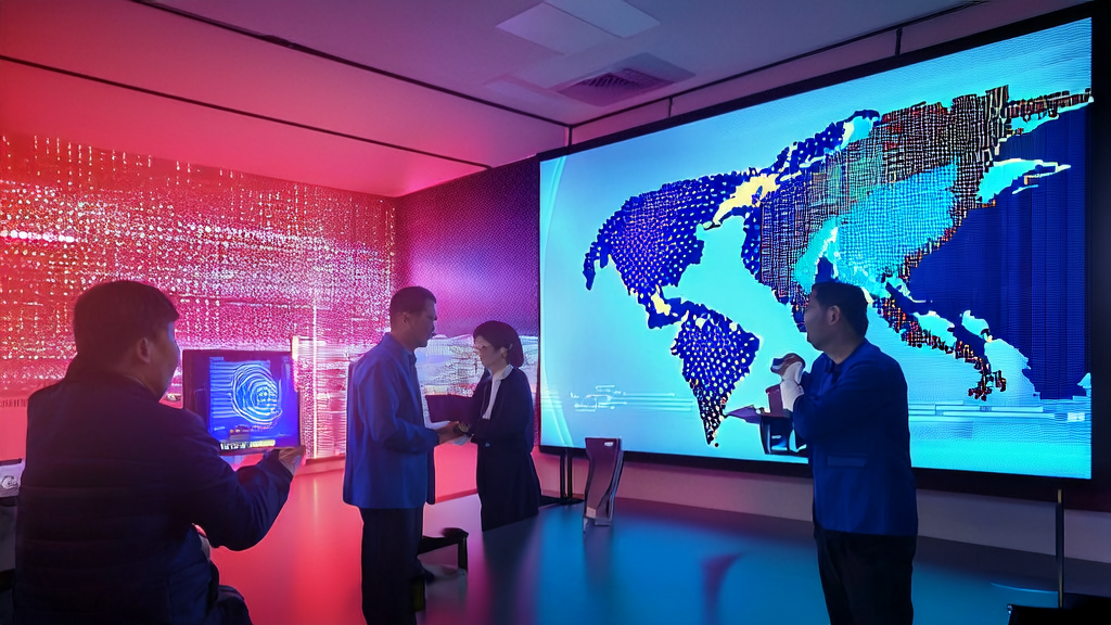 Data scientists using AI customer prediction model for data analysis in an office