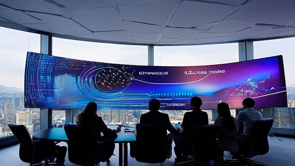 Data scientists discussing the application of AI customer prediction models in an office with a poster of "Chasing Stars AI" on the wall