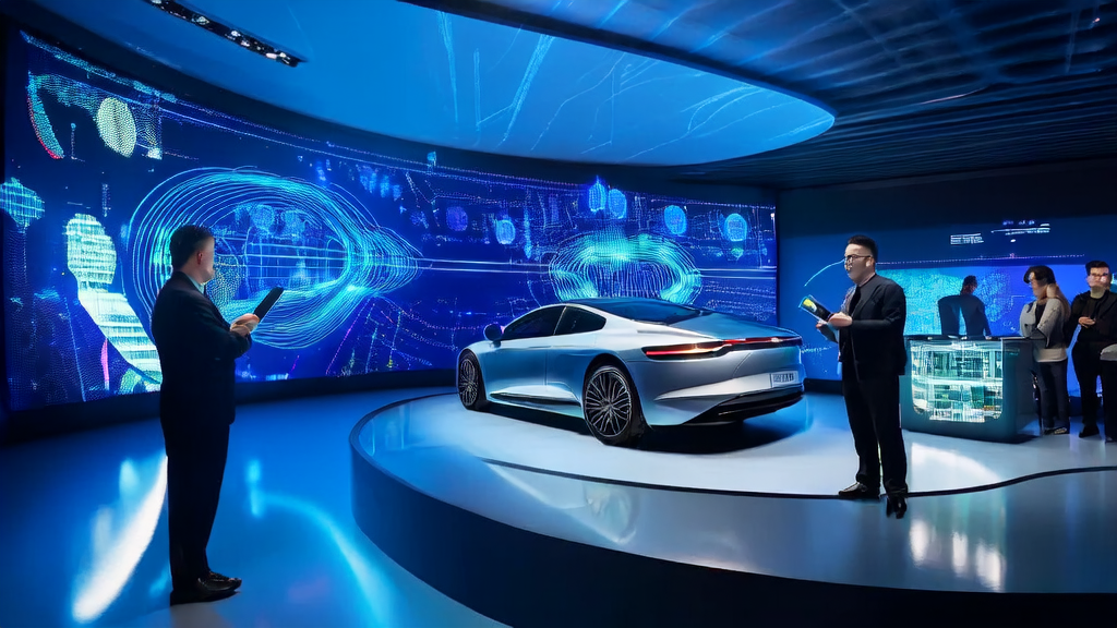 A team in a high-tech company building using AI customer prediction model for data analysis