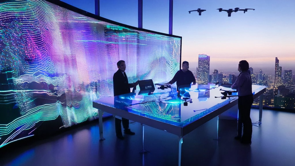 AI customer prediction model in a futuristic technology lab