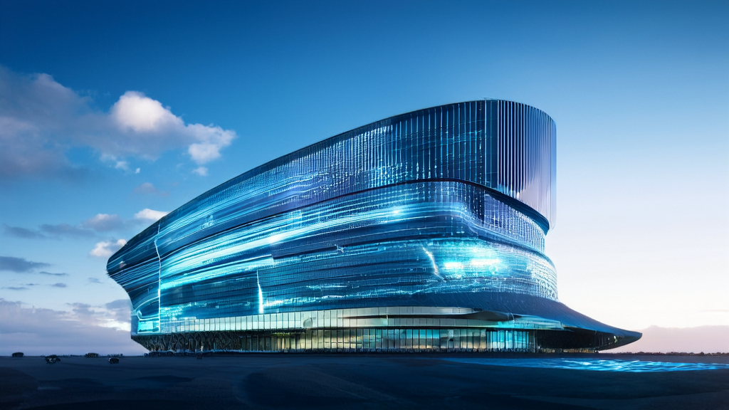 High-tech company in a futuristic city showcasing AI customer prediction model to precisely target high-value clients and improve conversion rates