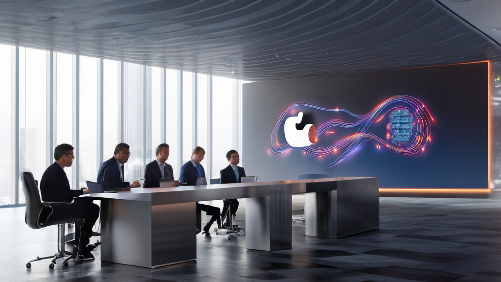 In a bright meeting room, team members are discussing the application and challenges of the AI customer prediction model.