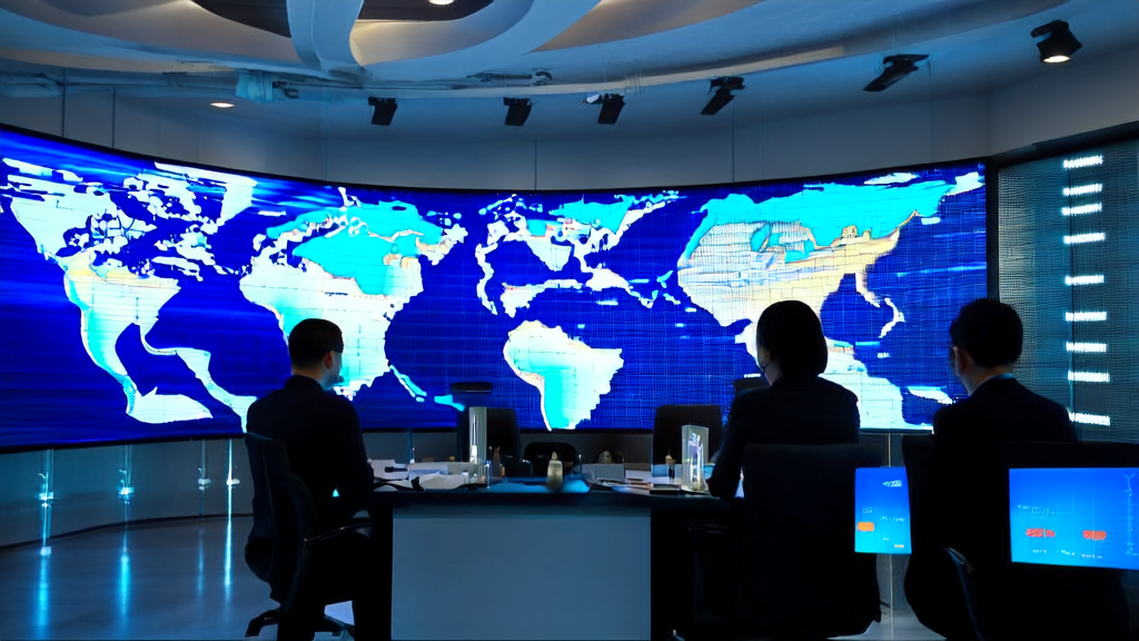 In a modern office, data analysts monitor the operation of an AI customer prediction model on large screens, showcasing the process of precisely selecting high-quality customers.