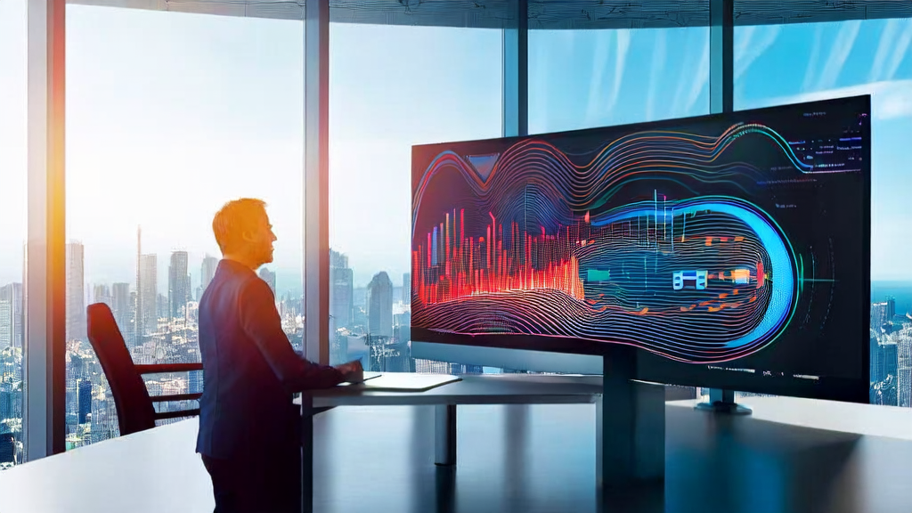 在充满科技感的办公室中,工程师们正通过AI客户预测模型分析数据,以优化客户筛选流程,提升营销效果。