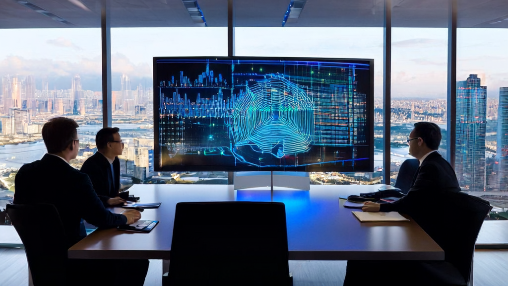 数据科学家在办公室讨论AI客户预测模型的最新进展