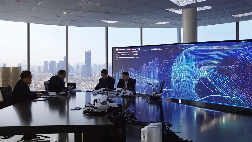 Employees in a modern office using AI customer prediction model for data analysis and customer screening