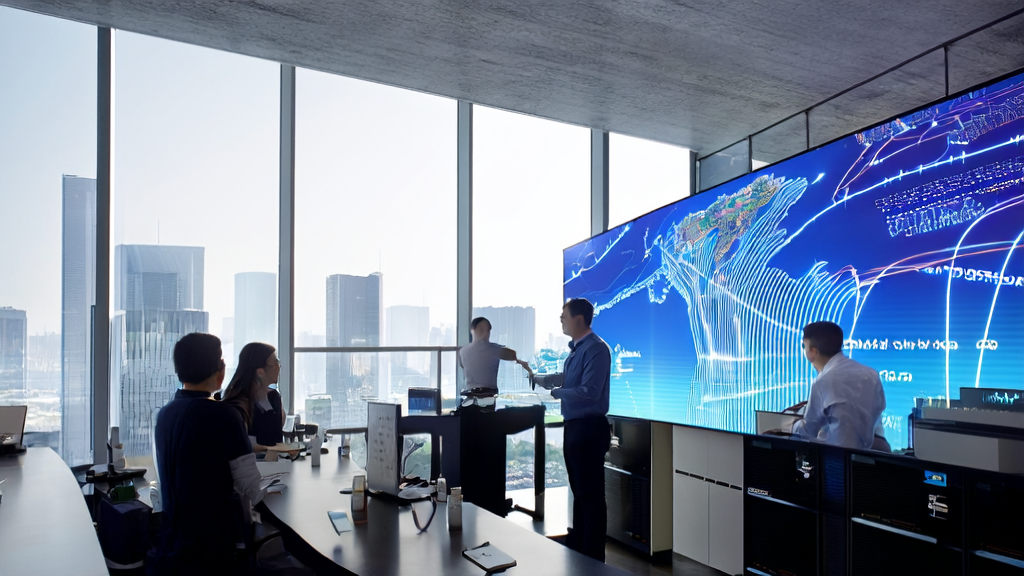 A team in an office discussing the application of AI customer prediction models to accurately screen high-quality customers and improve acquisition efficiency.