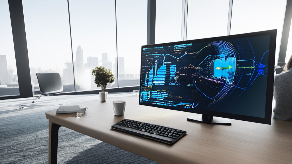 数据科学家在现代化办公室中使用AI客户预测模型分析数据
