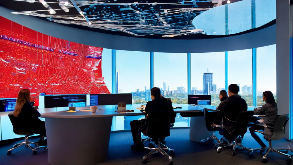 Data scientists in a modern office using AI customer prediction models to optimize email marketing strategies, with the background showcasing a McKinsey report.