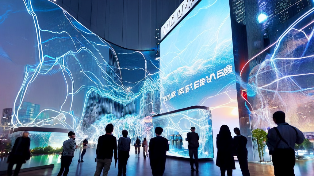 未来城市中的创业者们热烈讨论AI客户预测模型的应用前景，展示其在优化获客成本和提高转化率方面的潜力。