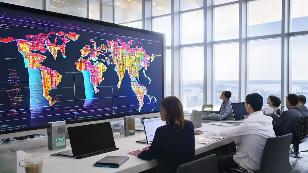 Data scientists in a modern office using an AI customer prediction model to analyze data and precisely target high-quality customers, improving conversion rates.