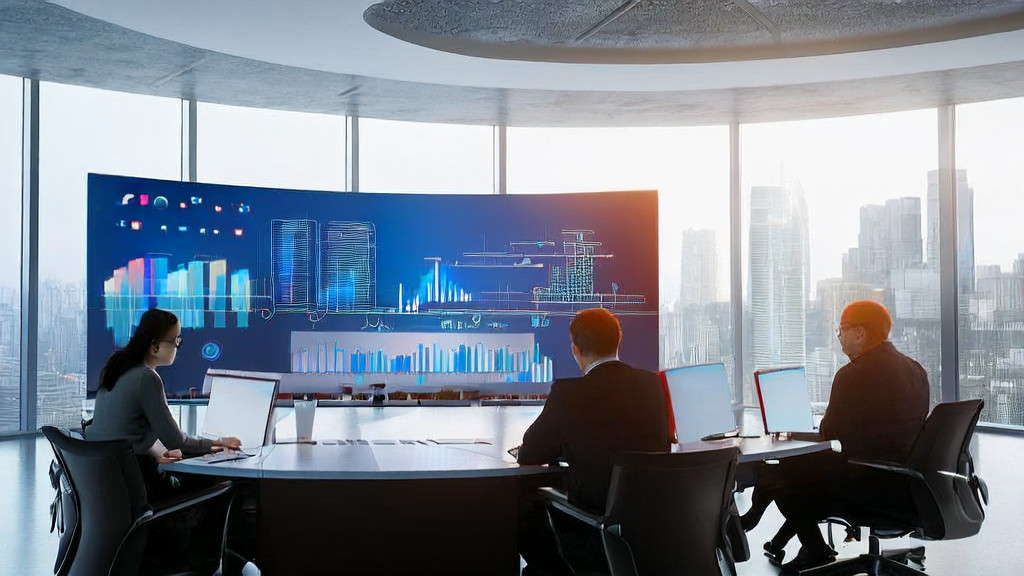 Data scientists analyzing customer data using AI prediction models in a modern office to optimize marketing costs