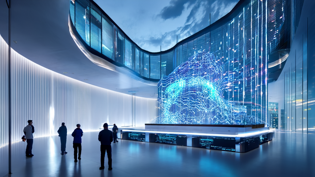 AI客户预测模型优化营销效率，展示技术团队在高科技环境中工作的场景