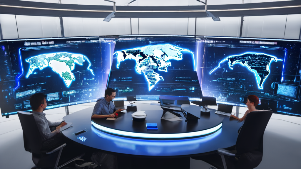 未来办公室中，市场营销专家使用AI客户预测模型进行个性化邮件营销的场景