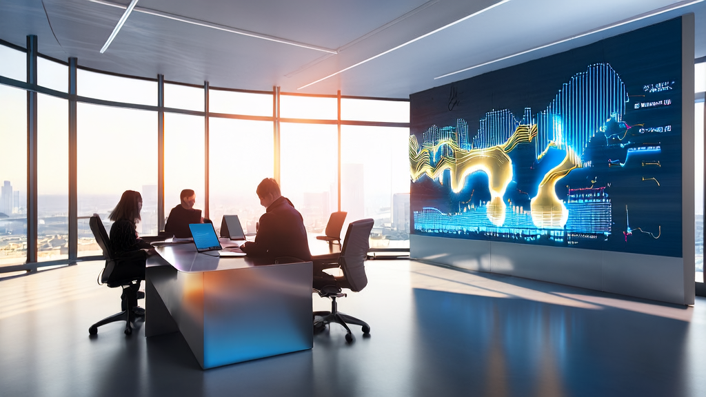 Data scientists discussing the application of AI customer prediction models to precisely select high-quality customers and reduce marketing waste in a modern office.