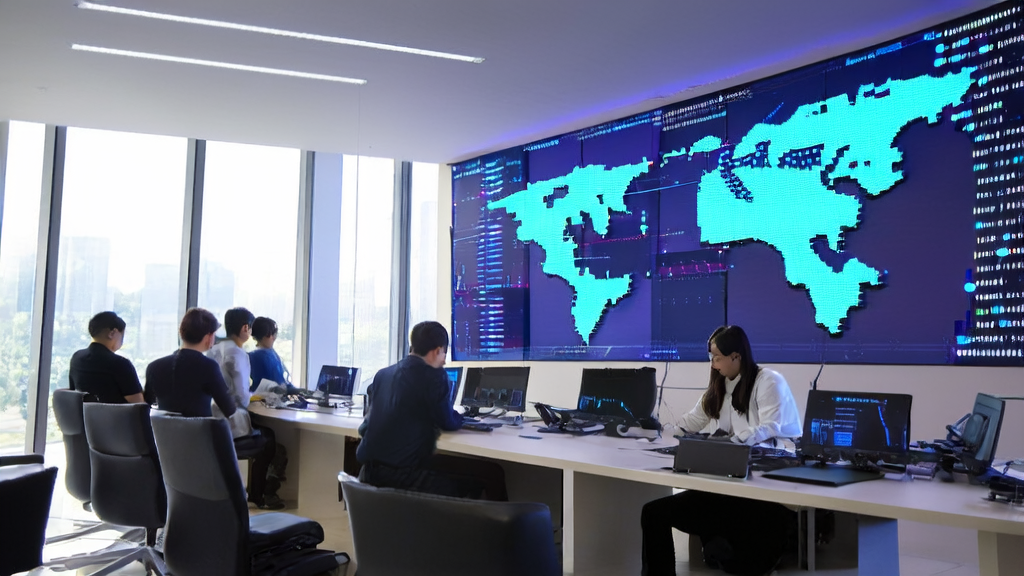 现代化办公室中的分析师使用AI客户预测模型进行精准获客和降低成本