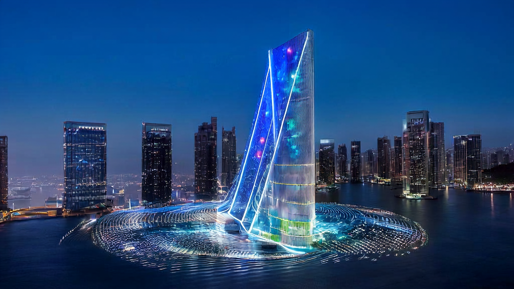 The new era of precise customer acquisition with AI customer prediction models in 2025, showcasing a futuristic city's data center and complex data streams