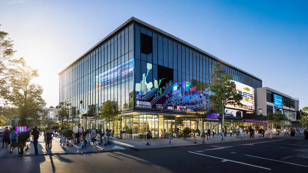 美国小镇办公楼内数据科学家使用AI客户预测模型进行精准营销，窗外是热闹的街道和对AI技术有不同看法的人群。