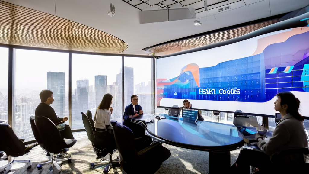 年轻创业者们在现代化办公室中讨论AI客户预测模型，结合MuleRun 2.0平台优化跨境电商获客策略