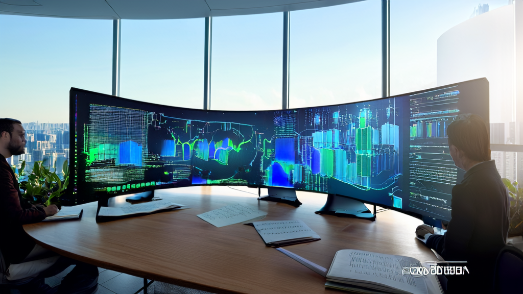Engineers discussing AI customer prediction model in an office, using big data analysis to screen premium customers and reduce wasted resources.